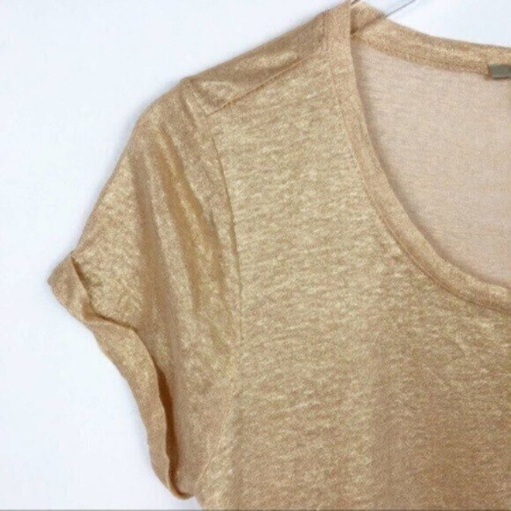 Bordeaux | Women's Gold Short Sleeve Scoop Neck Gold Swing HolidayTop Size S - Picture 6 of 8